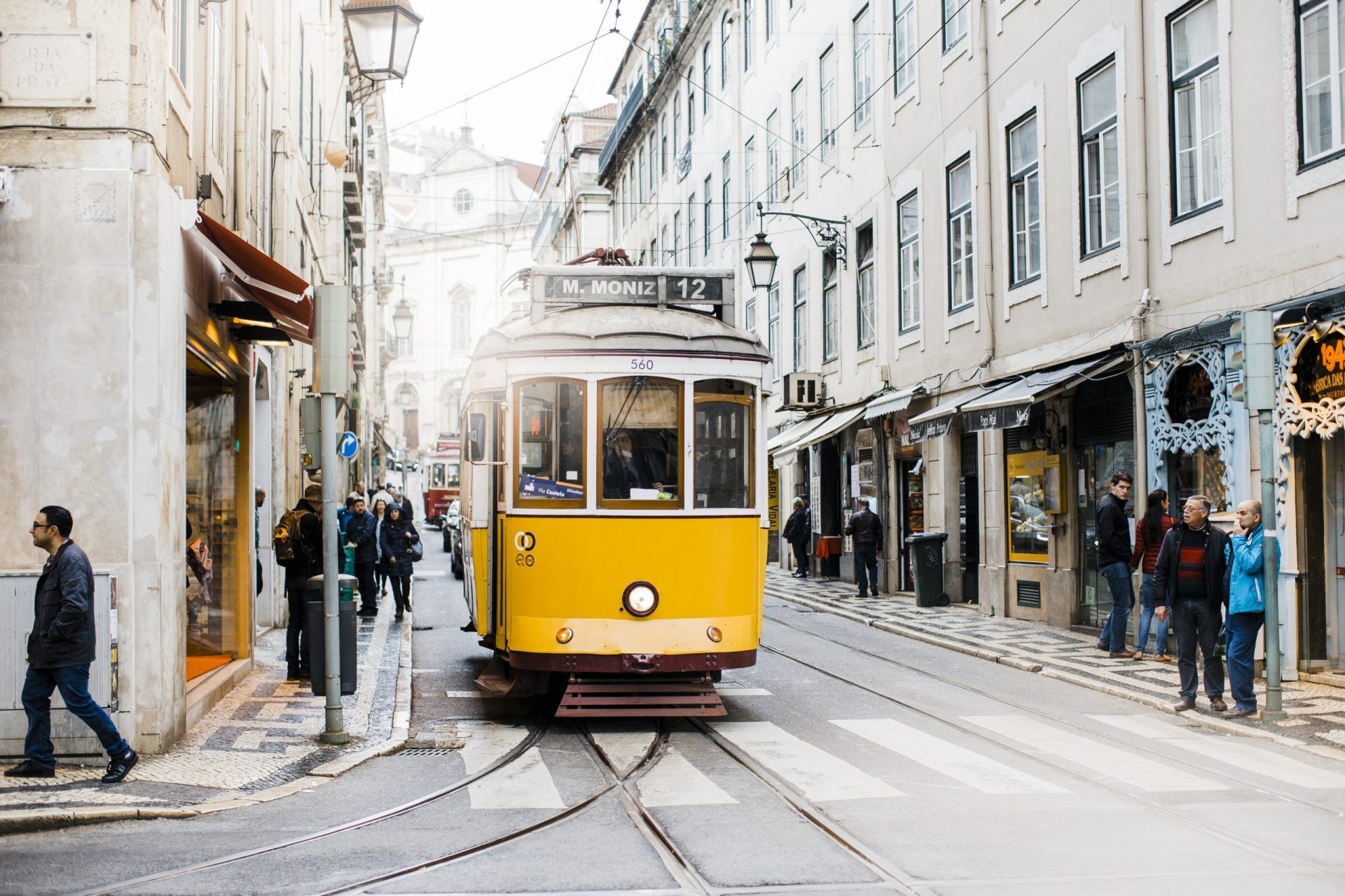 Tram at Lisbon downtown Tram at Lisbon downtown